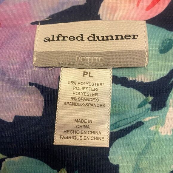 Alfred Dunner Boho Vibes Watercolor Floral Top 3/4 Sleeves Sz L petite - Picture 11 of 14